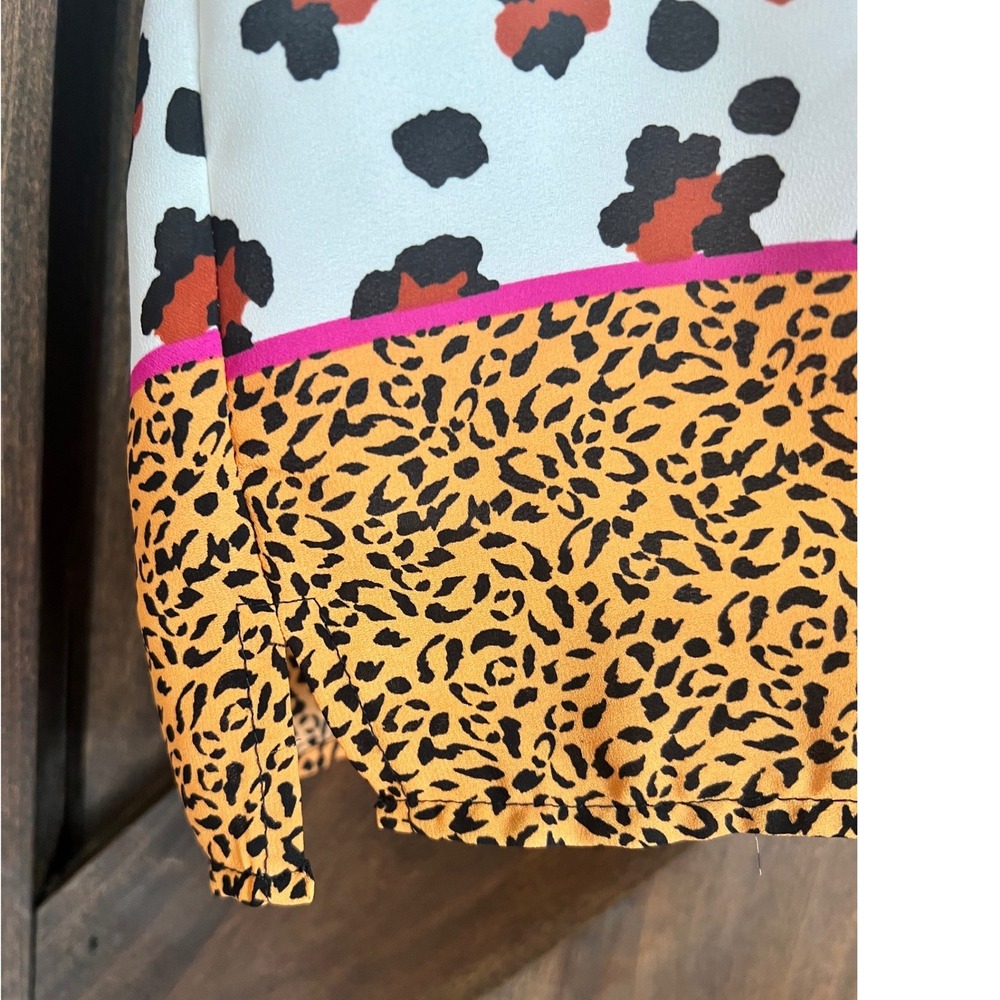 Renee C Womens Mixed Animal Print Kimono Sleeve Blouse Pink Orange Size Medium - Picture 8 of 10